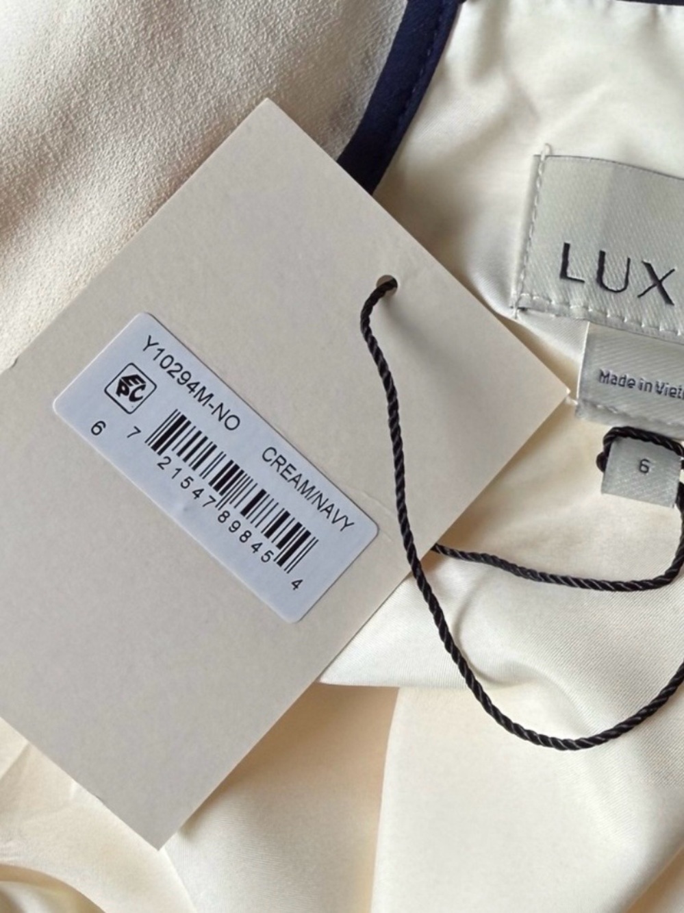 Luxely Navy Cream Slip Midi Dress Coastal Resort NWT Size 6 Vacation Dinner - Picture 8 of 9